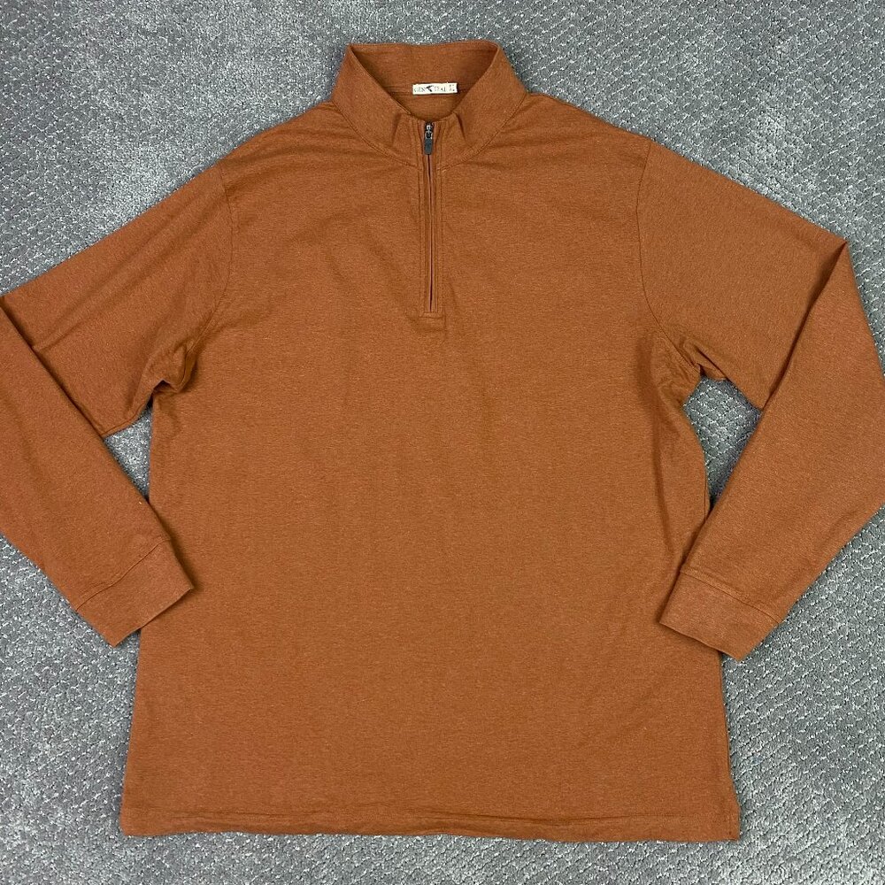 Genteal 1/4 Zip Pullover Men's XL Rust Brown Orange Performance Wear Stretch